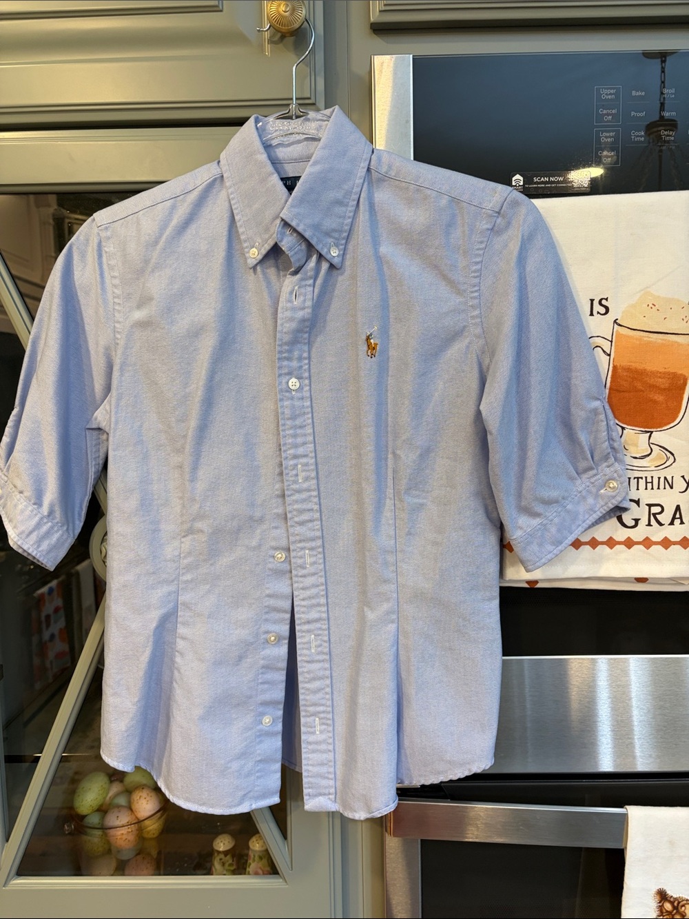 Polo Ralph Lauren Light Blue Short Sleeve Fitted Button-Down Oxford Shirt 4